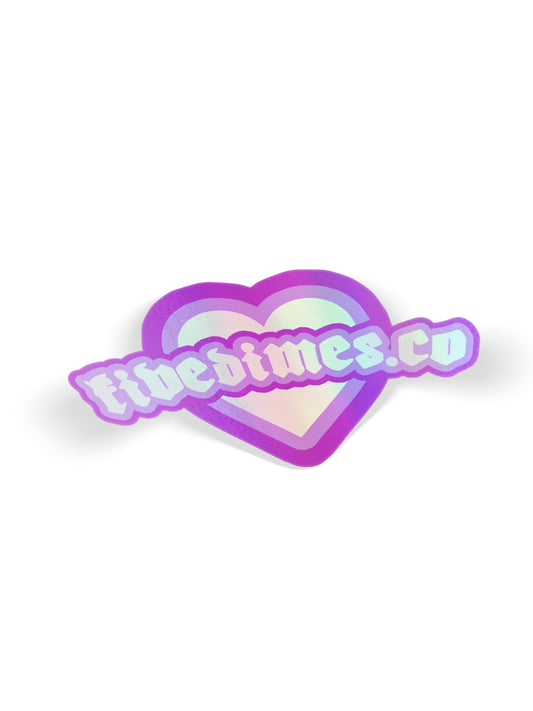 Double Heart Purple Holographic Sticker