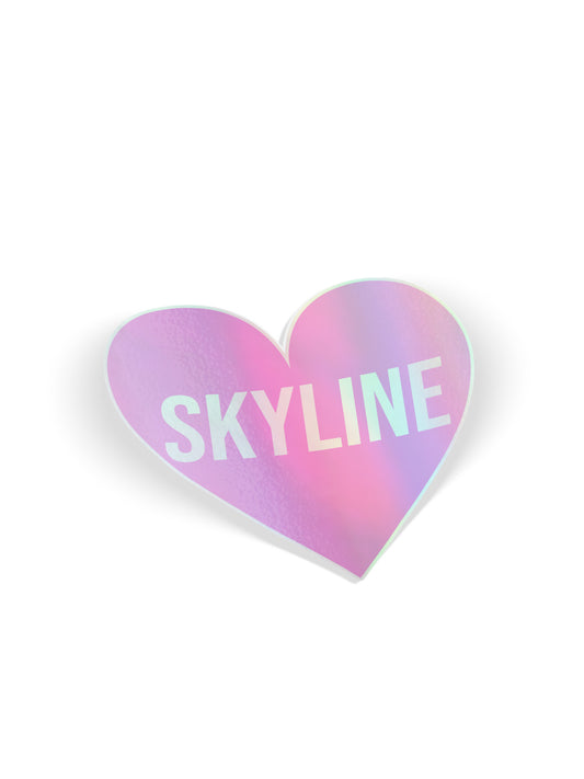 Love Skyline Pink Heart Holographic Sticker