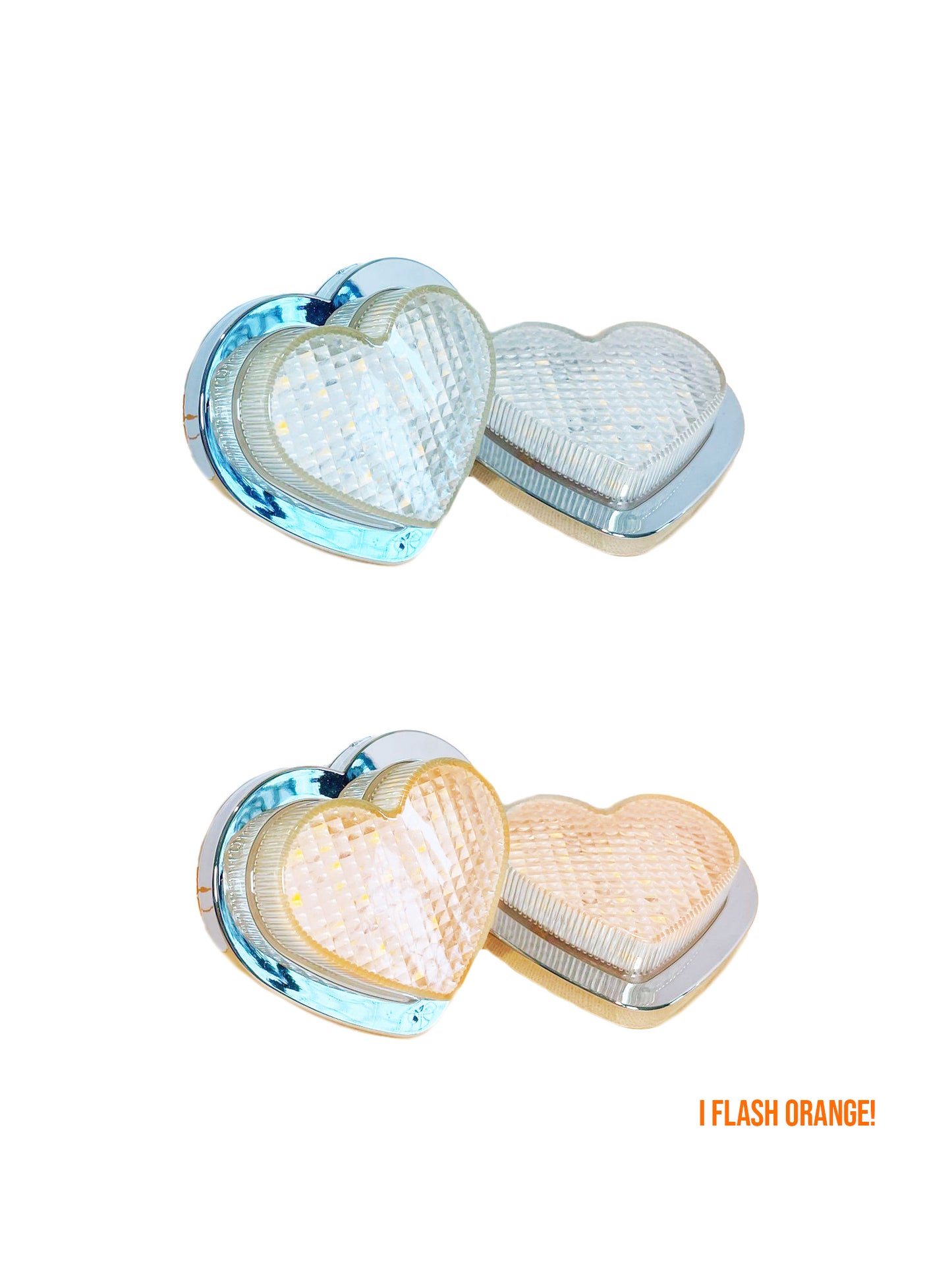White/Orange Heart Car Side Marker/Indicators
