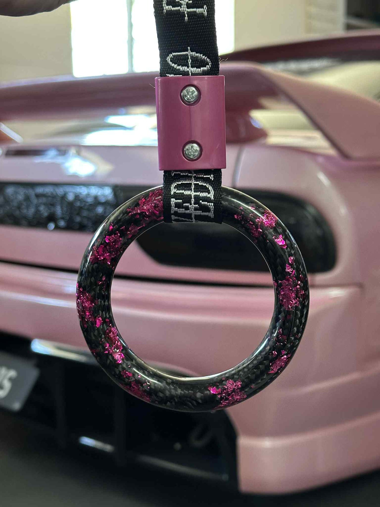 Hot Pink Circle Carbon Fibre Tsurikawa
