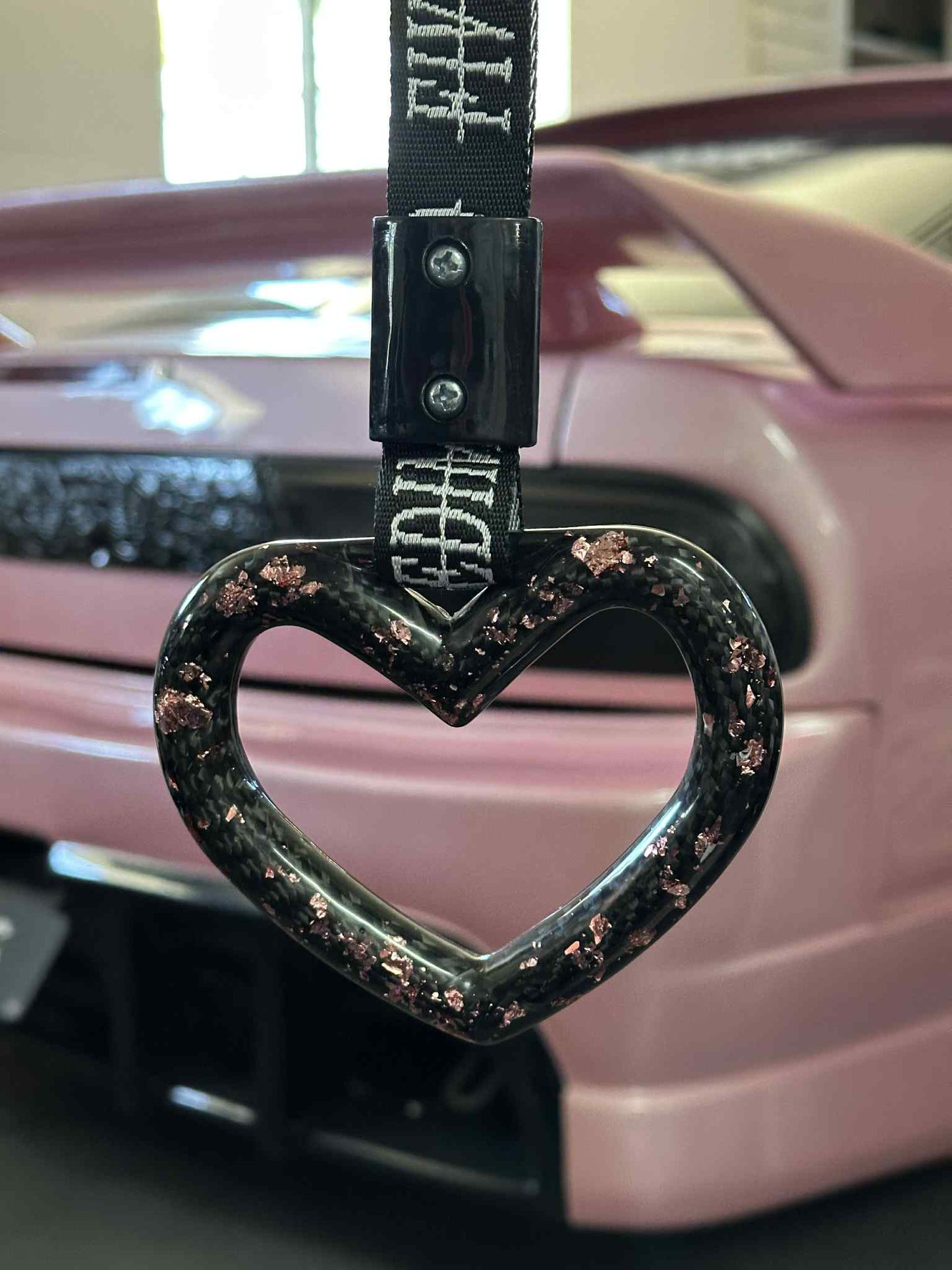 Rose Gold Heart Carbon Fibre Tsurikawa